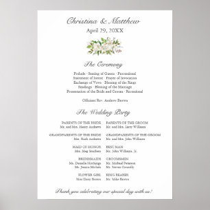 Antik trädgård   Elegant bröllopsceremoni-program Poster