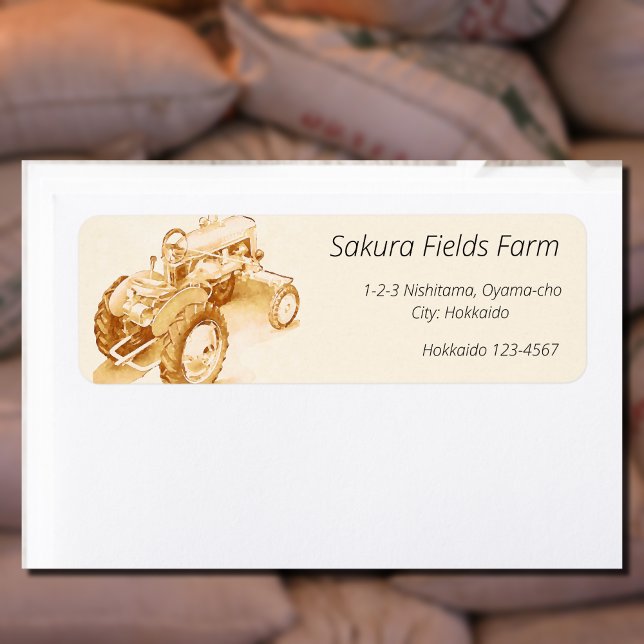 Antik traktor -akvarell nr 2 returadress etikett (Skapare uppladdad)