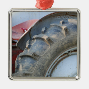 antik traktor julgransprydnad metall
