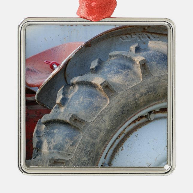 antik traktor julgransprydnad metall (Framsidan)