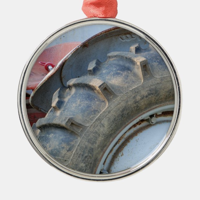 antik traktor julgransprydnad metall (Framsidan)