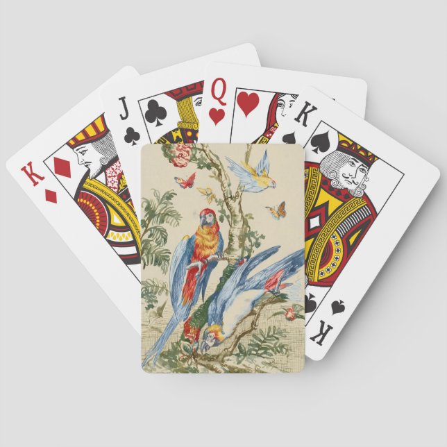 Antik tropisk papegoja och fjäril finkonst casinokort (Baksidan)