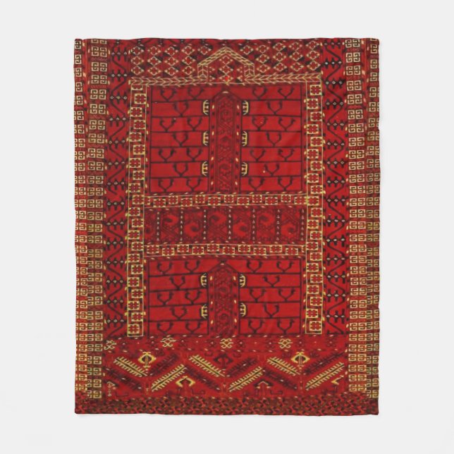 Antik turkmensk design fleecefilt (Framsidan)