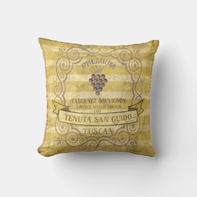 ANTIK Tuscansk Cabernet-vin Etikett Utomhus Kudd Utomhuskudde (Framsida)