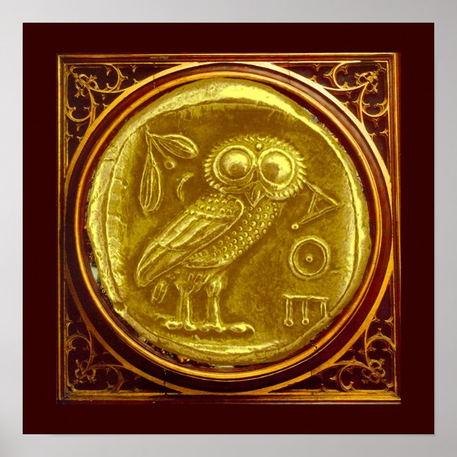 ANTIK UGGLA GULD MYNTT POSTER (Framsidan)