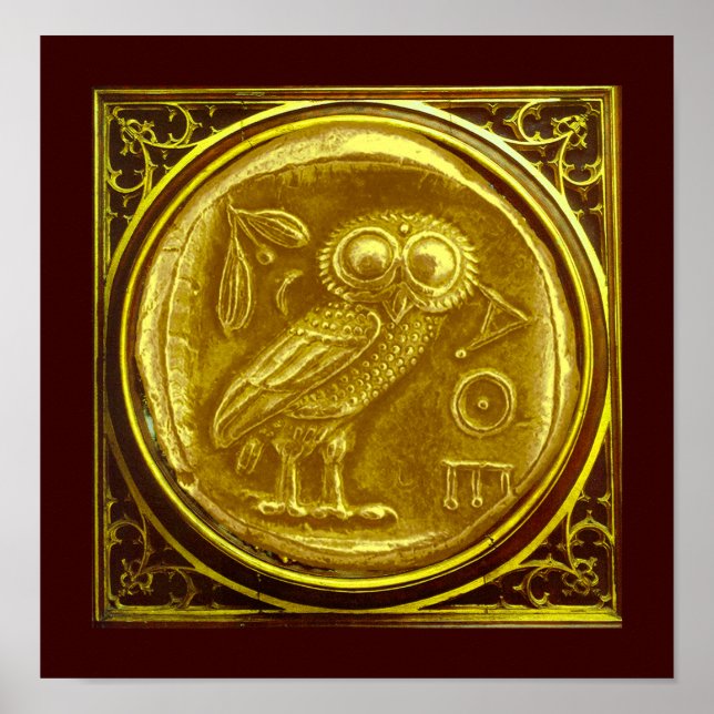 ANTIK UGGLA GULD MYNTT POSTER (Framsidan)