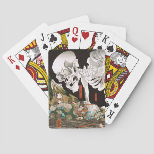 Antik Ukiyo-e Kuniyoshi Skelett Spökbild Konst Casinokort