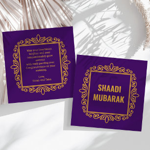 Antik Utbroderad Lila Shaadi Mubarak-kort