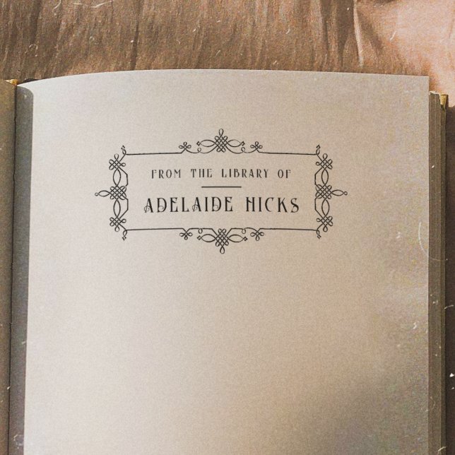 Antik utsirad ram från bibliotekets exlibris stämpel (Stamp Mock-up)