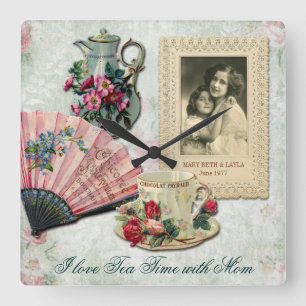 Antik utsmyckad blom- ram för snöre för fyrkantig klocka