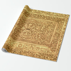 Antik utsmyckande gyllene blommönster presentpapper