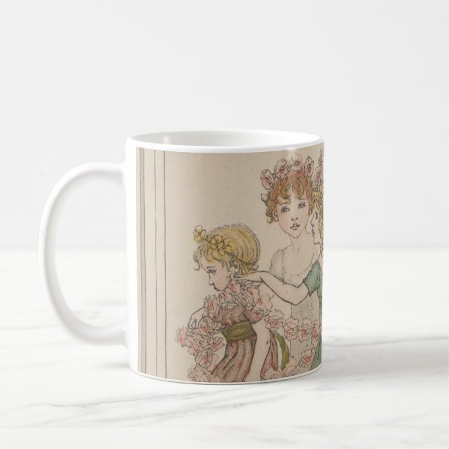 Antik valentinskort, Kate Greenway, ca. 1880 Kaffemugg (Vänster)