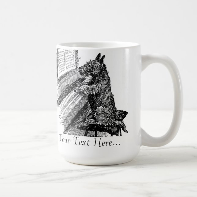 Antik "Valp som spelar piano"-mugg Kaffemugg (Höger)
