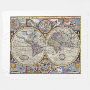 Antik världskarta #3 fleecefilt