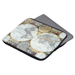 Antik världskarta, Atlas Maritimus av John Seller Laptop Fodral
