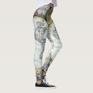 Antik världskarta, Atlas Maritimus av John Seller Leggings