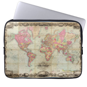 Antik världskarta av John Colton, circa 1854 Laptop Sleeve