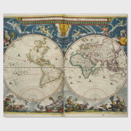 Antik världskarta - Blaeu, Joan 1664 Presentpapper