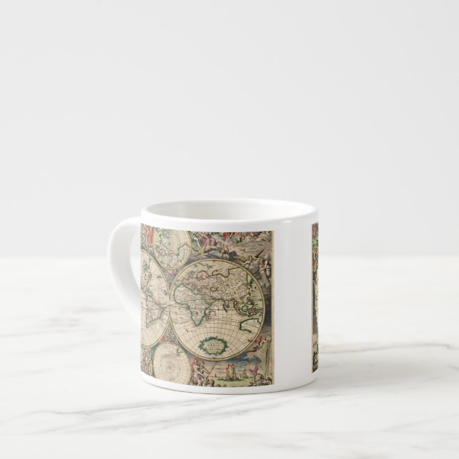 Antik världskarta espressomugg (Framsida vänster)
