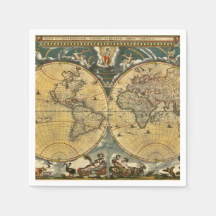 Antik världskarta - Joan Blaeu - 1664 födelsedagss Pappersservett