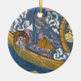 Antik Världskarta med Claudius Ptolemaios, 1507 Julgransprydnad Keramik