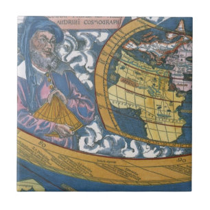 Antik Världskarta med Claudius Ptolemaios, 1507 Kakelplatta