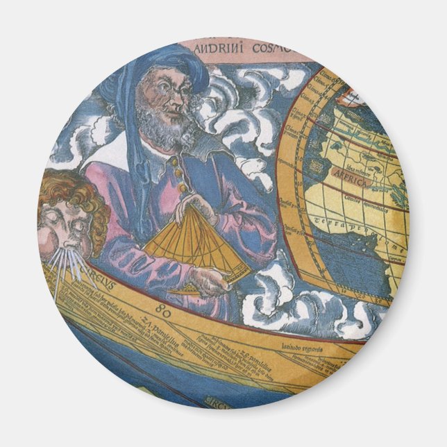 Antik världskarta med Claudius Ptolemaios, 1507 Magnet (Framsidan)