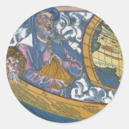 Antik Världskarta med Claudius Ptolemaios, 1507 Runt Klistermärke