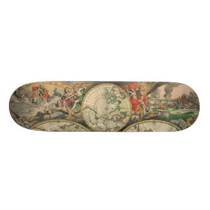 Antik världskarta mini skateboard bräda 18,7 cm