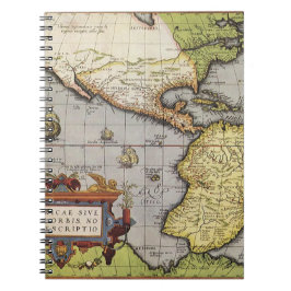 Antik världskarta över Amerika, 1570 Anteckningsbok Med Spiral