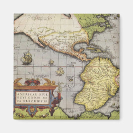 Antik världskarta över Amerika, 1570 Magnet