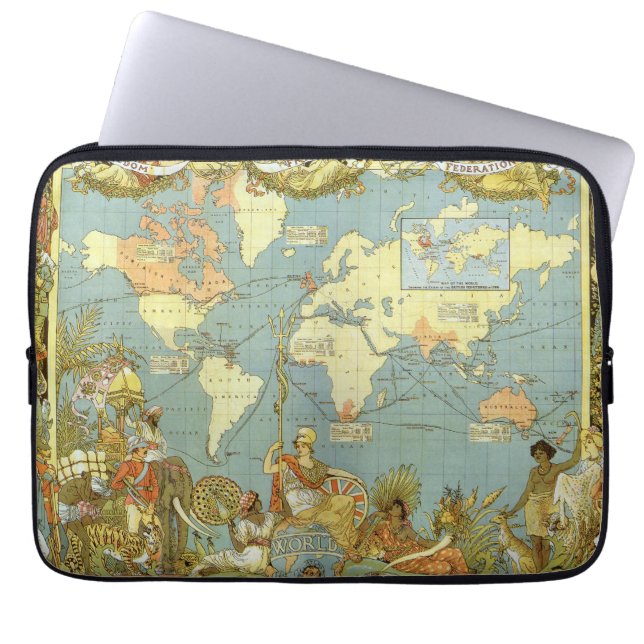 Antik världskarta över det brittiska imperiet, 188 laptop sleeve (Framsidan)