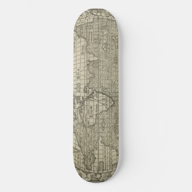 Antik världskarta vid Sebastian Münster circa 1560 Old School Skateboard Bräda 18 Cm (Framsida)