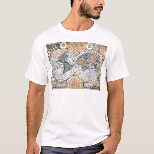 Antik världskartacoola t-shirt (Framsida)