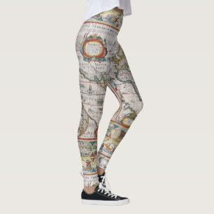 Antik världskartadamasker leggings