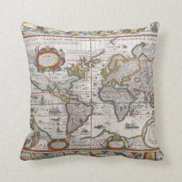 Antik världskartadekorativ kudde