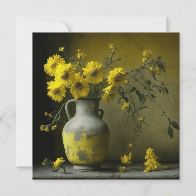 Antik vas med gula blommor (Framsida)