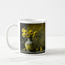 Antik vas med gula blommor kaffemugg