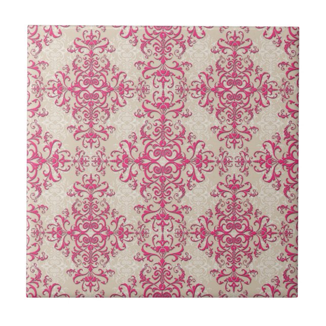 Antik victoriansk tapet Damask konst Kakelplatta (Framsidan)
