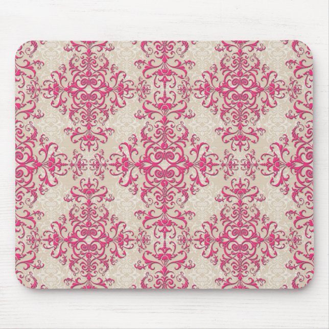 Antik victoriansk tapet Damask konst Musmatta (Framsidan)