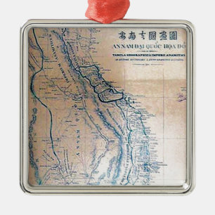 Antik vietnamesisk karta julgransprydnad metall