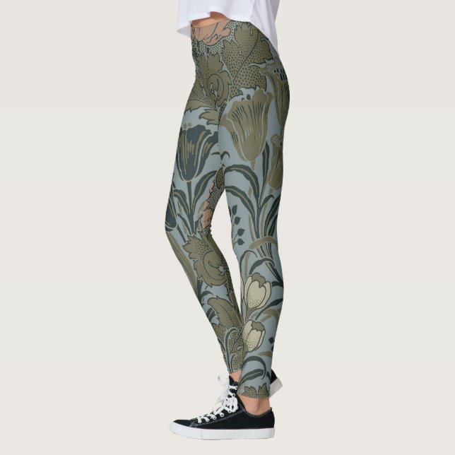 Antik viktoriansk blomsterduk Terrakotta nyans Leggings (Vänster)