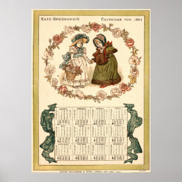 Antik viktoriansk era Kate Greenaway-kalender Poster