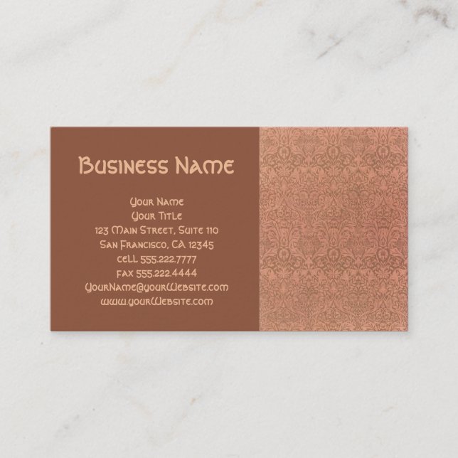 Antik viktoriansk William Morris blomsterdamast Visitkort (Framsida)