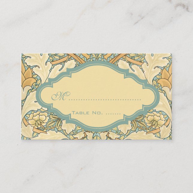 Antik viktoriansk William Morris St. James blommig Placeringskort (Framsida)