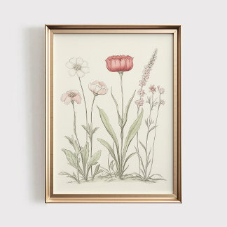 Antik Vildblomma UTSKRIFTBAR Konst, Mjuk Blommig V Poster