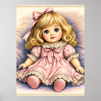 Antik vintage docka poster