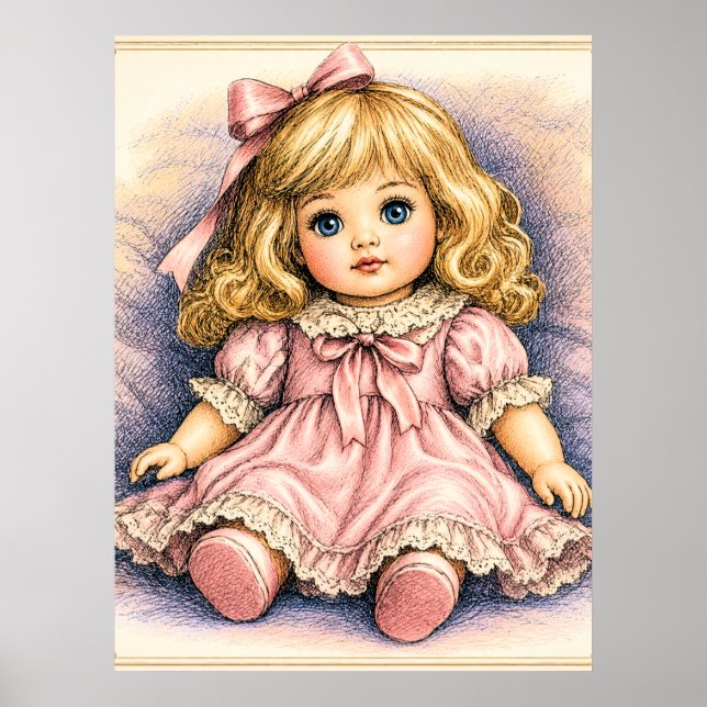 Antik vintage docka poster (Framsidan)