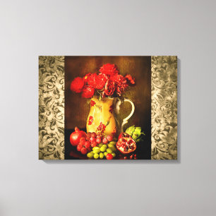 Antik Vintage Frukt och Blomma Canvas