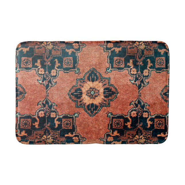 Antik Vintage Orientalisk Terrakotta Persisk Matta (Framsidan)